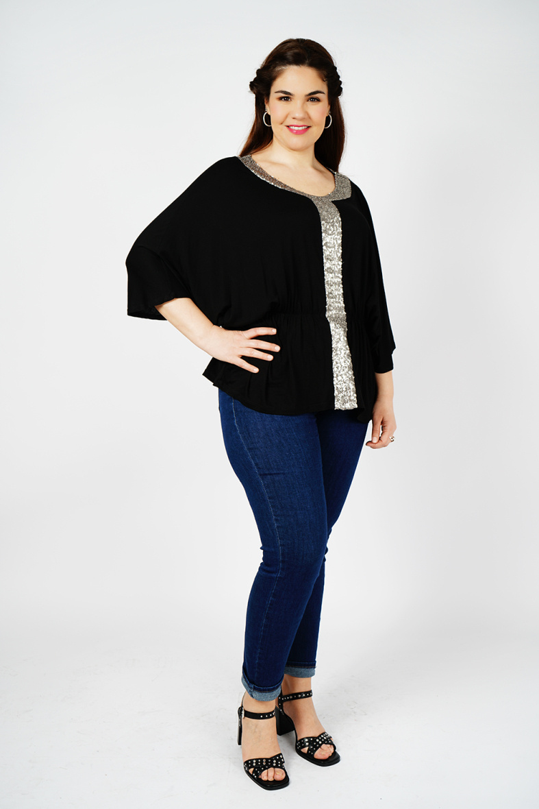 Großhändler You Udress Size+ - SCHWARZES BAT-FIT-TOP