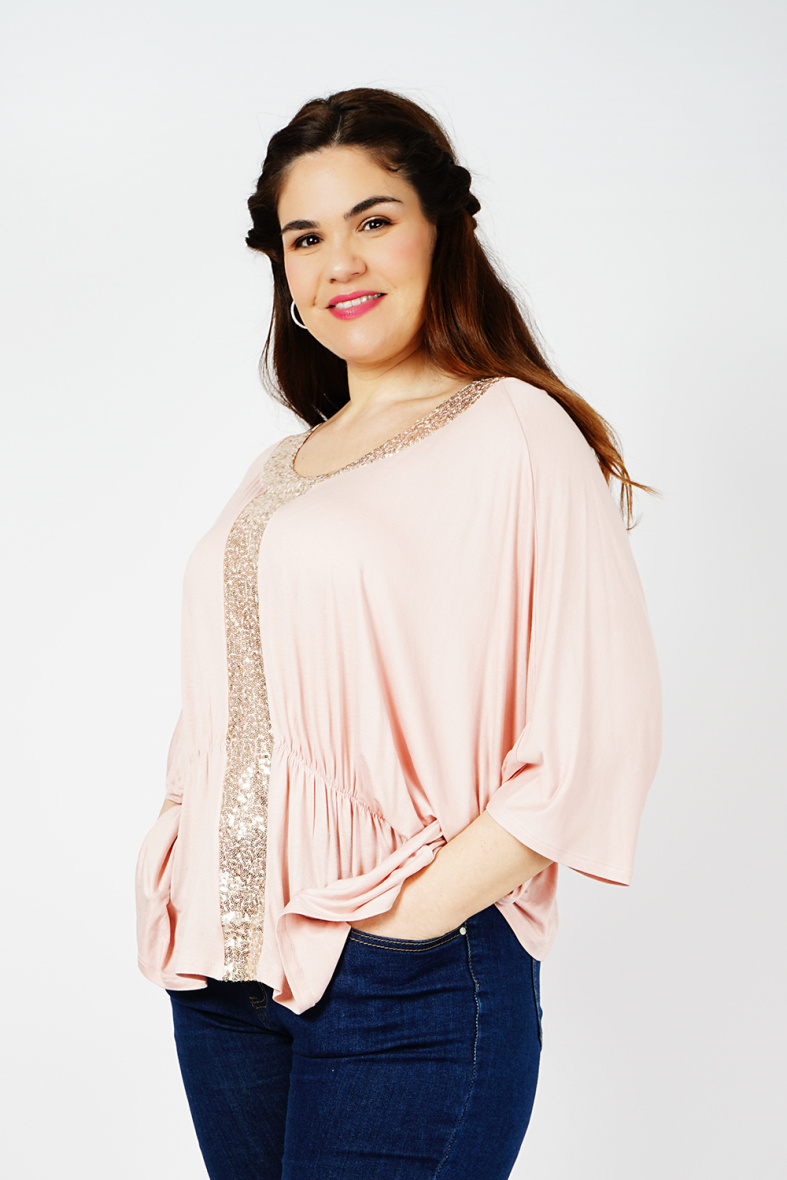 Grossista You Udress Size+ - Top tagliato ROSA pipistrello