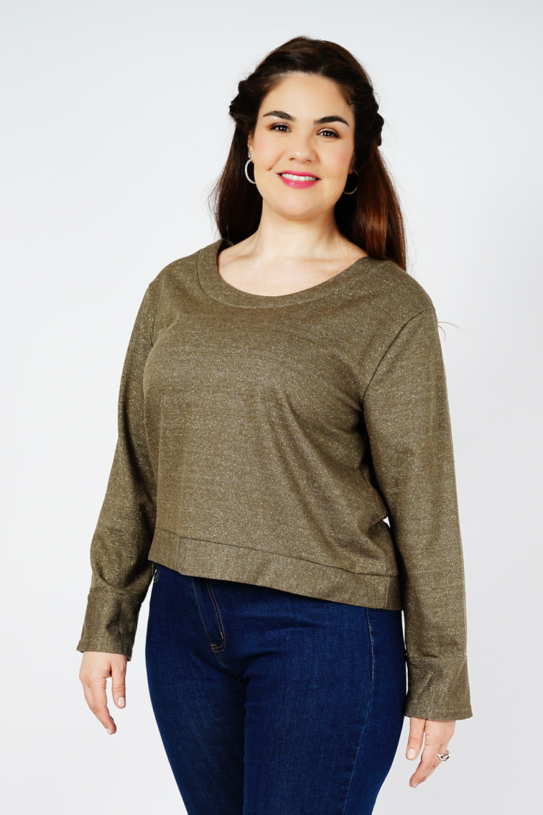 Grossista You Udress Size+ - Maglione corto oversize con scollo tondo