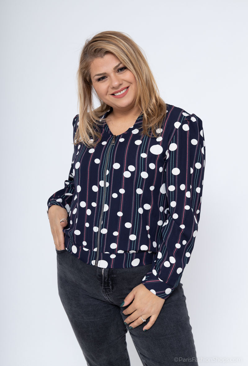 Grossiste You Udress Size+ - Veste bombers revisité imprimé Marine