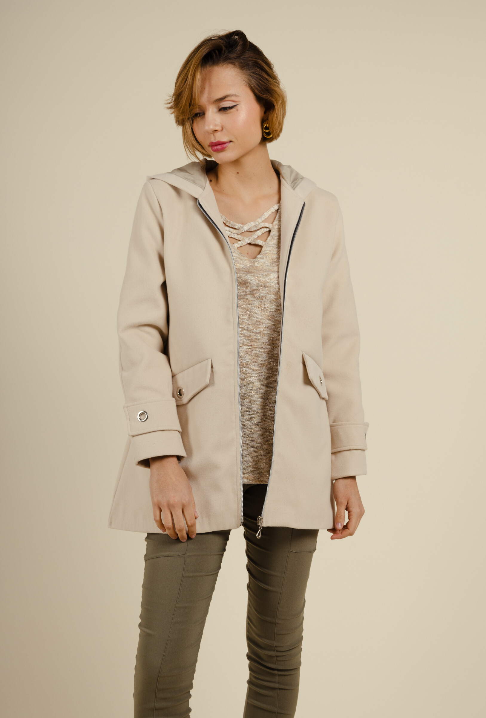 Grossiste YOU UDRESS - Caban à capuche beige