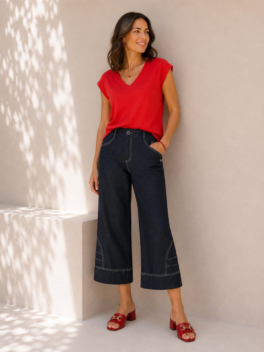 Großhändler YOU UDRESS - Damen-Denim-Caprihose – Weit und Modern geschnitten