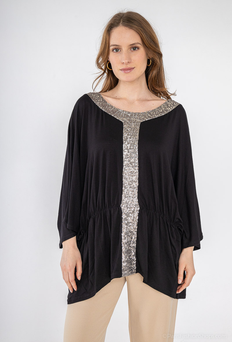 Großhändler YOU UDRESS - SCHWARZES BAT-FIT-TOP