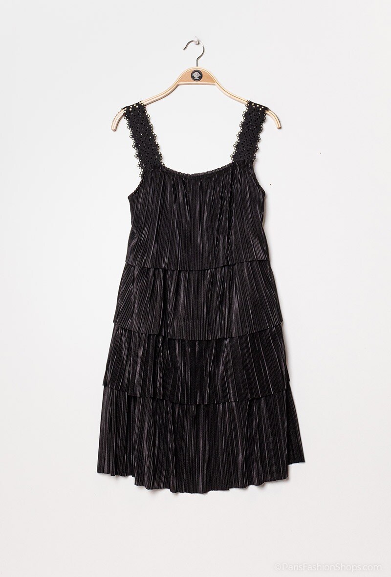 Grossiste YOURS Paris - Robe à bretelle plissée satinée