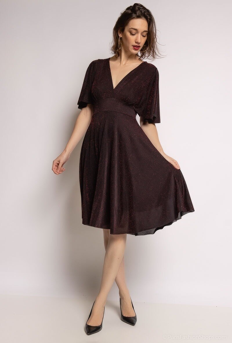 Wholesaler YOURS Paris - Sequined mid-length dress with bare back