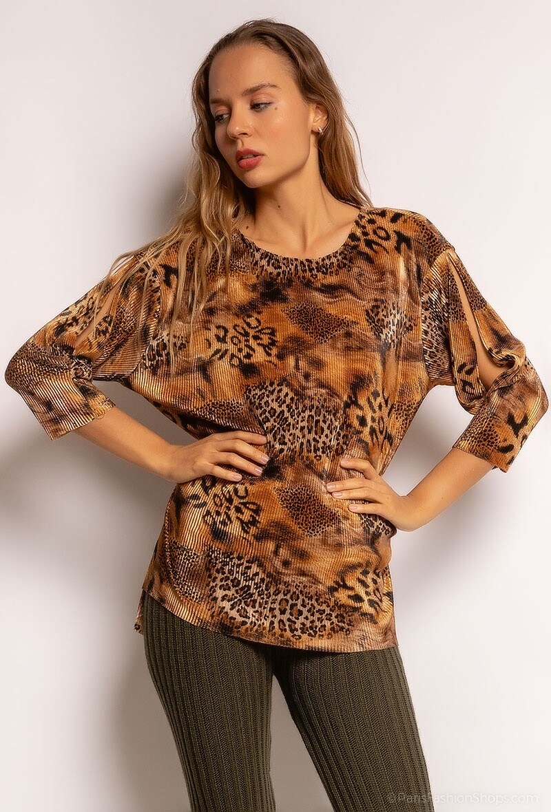 Grossiste YOURS Paris - Blouse manche longue plissée satinée