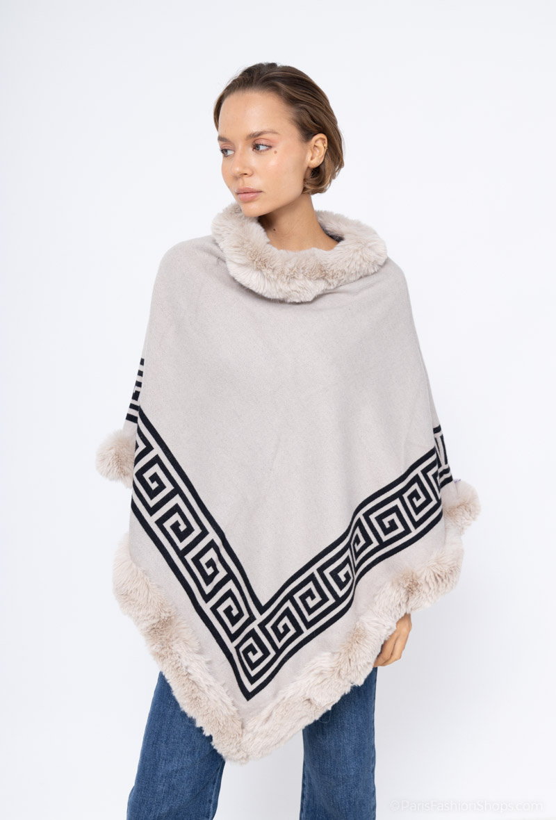 Wholesaler Yu&Me - Poncho with fur trim