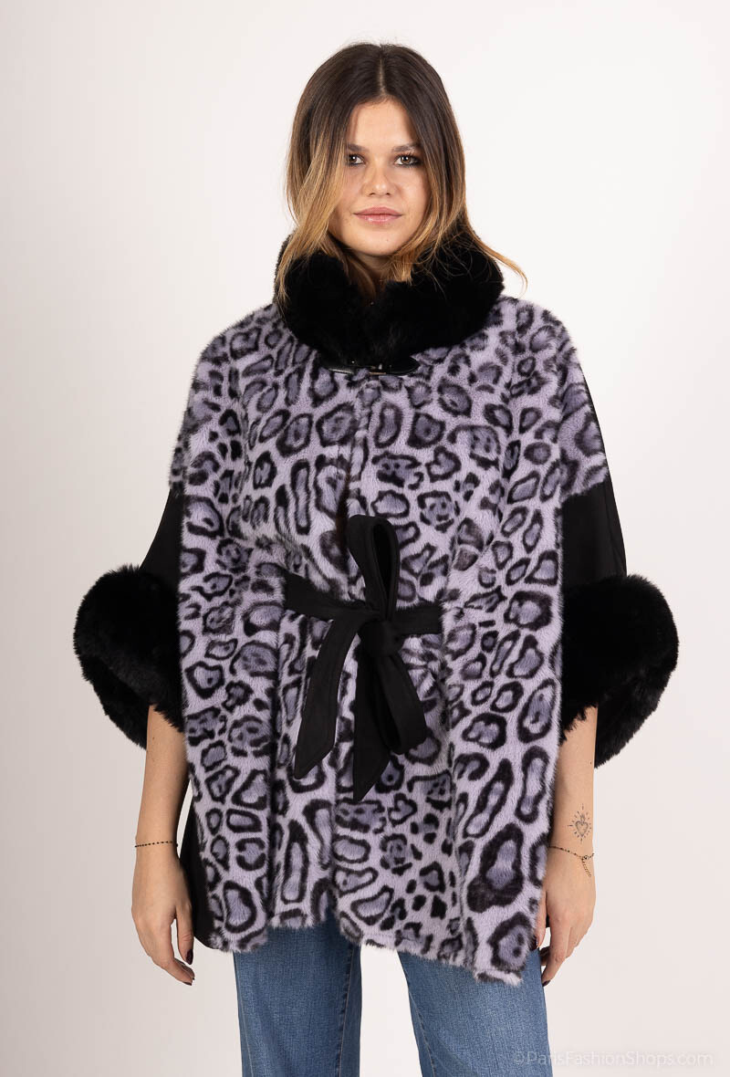 Wholesaler Yu&Me - Cape with leopard print fur
