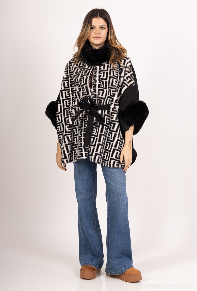 Wholesaler Yu&Me - Cape with printed faux fur