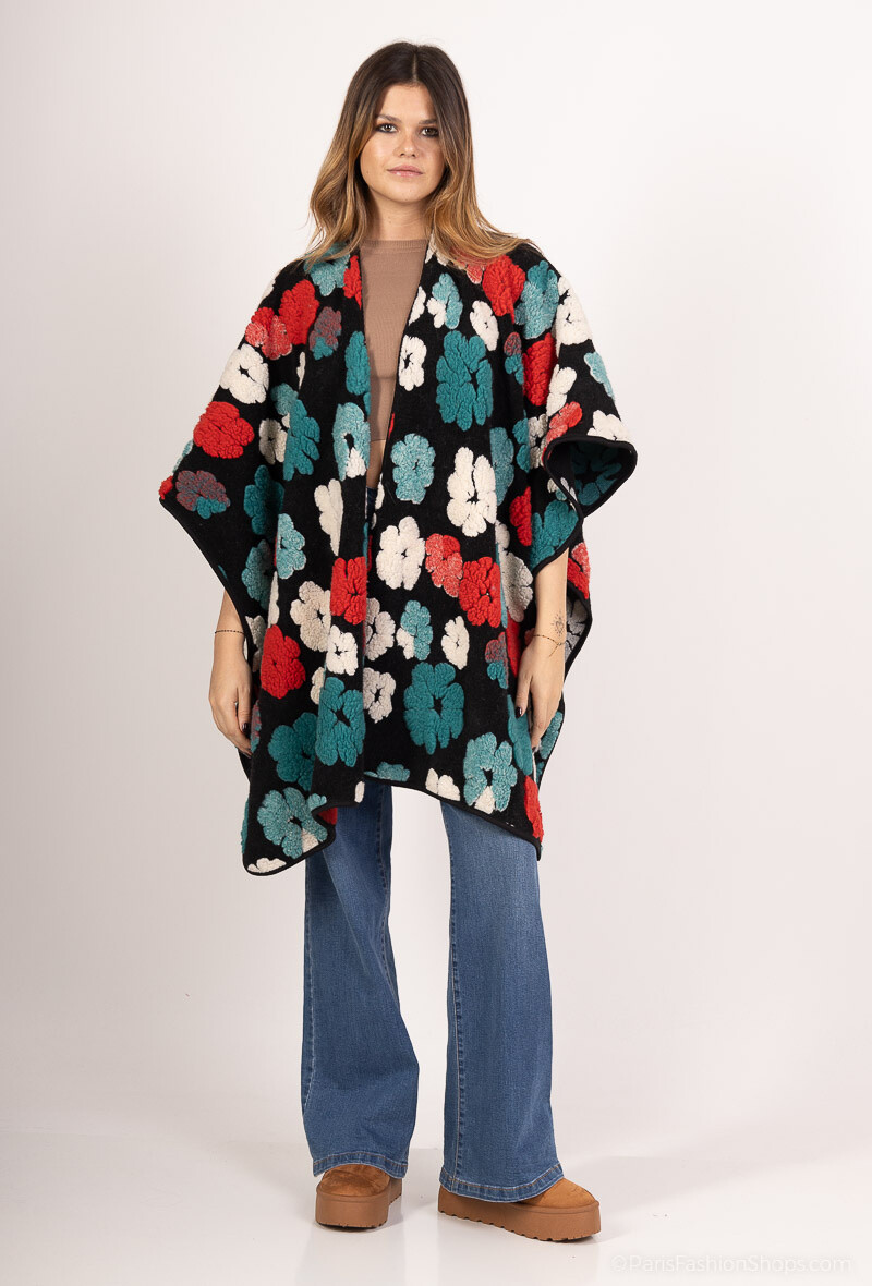 Wholesaler Yu&Me - Cape with embossed floral patterns