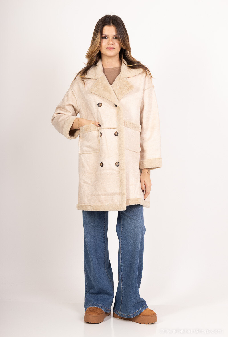 Wholesaler Yu&Me - Faux leather and faux fur coat