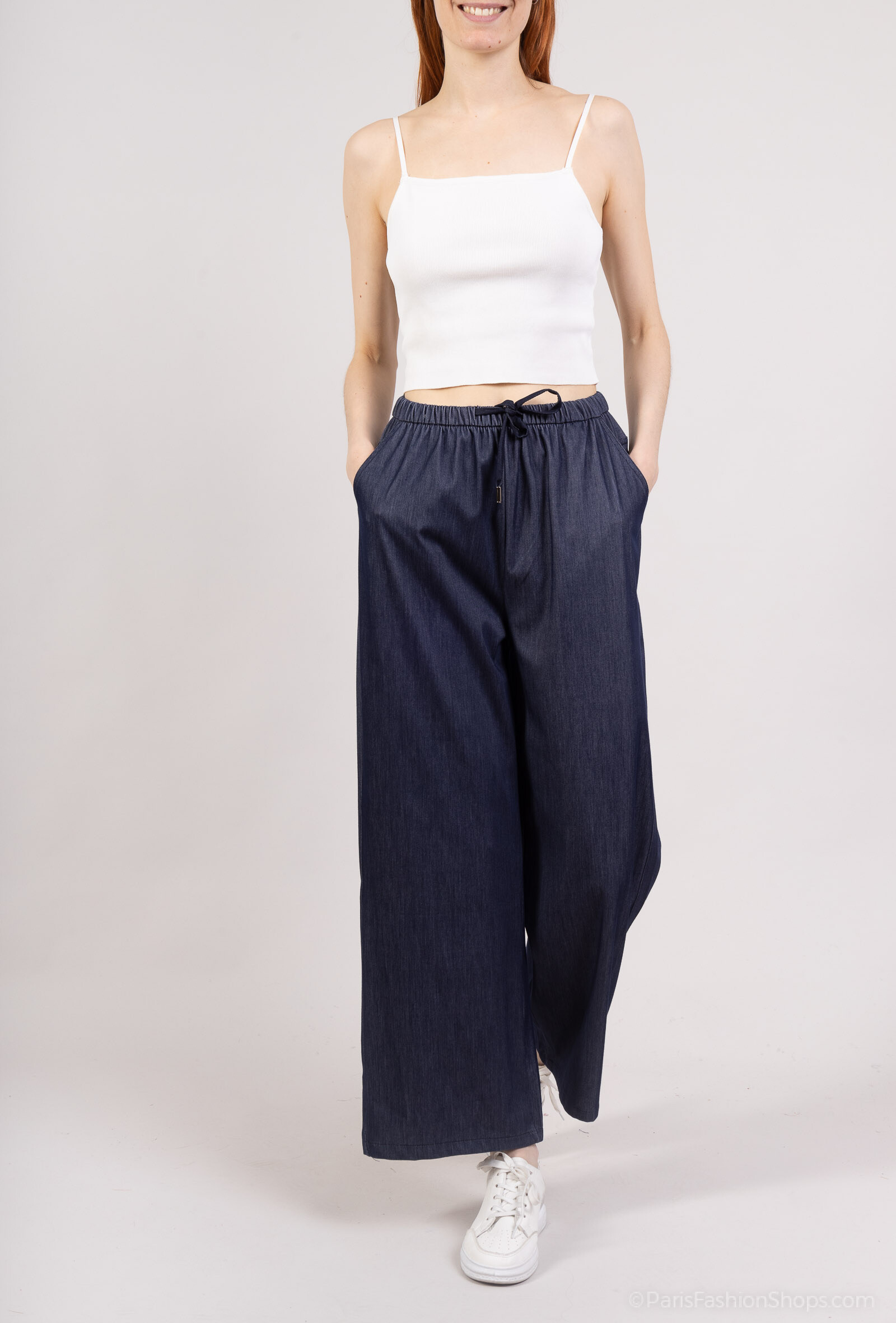 Grossista Yu&Me - Pantaloni fluidi in stile jean fluido - vita elastica con cavo
