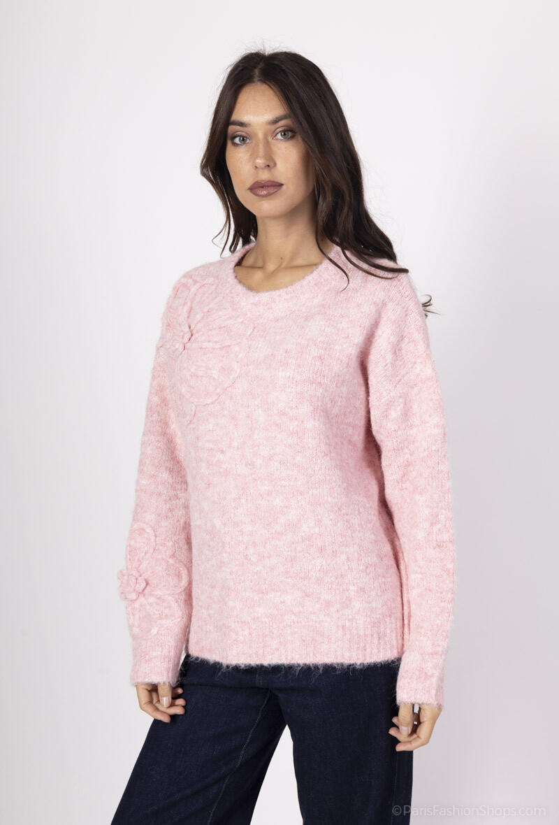 Wholesaler Yu&Me - Sweater with embossed flowers