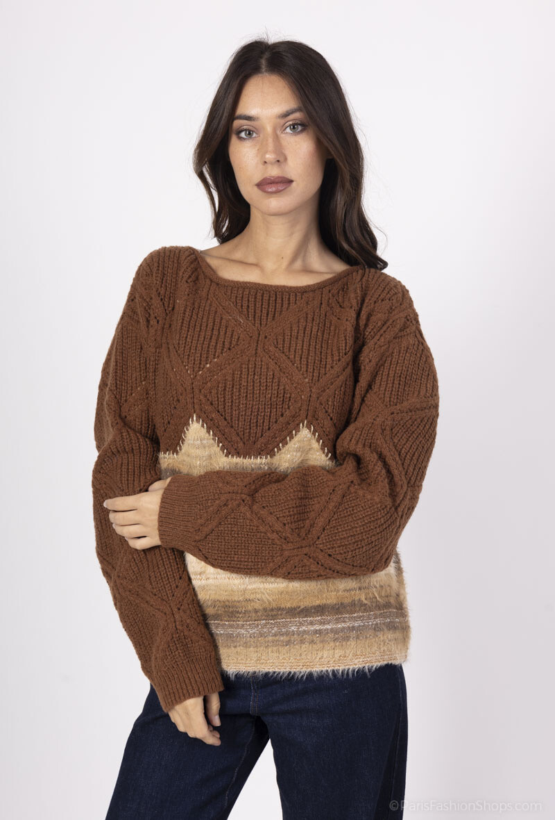 Wholesaler Yu&Me - Openwork knit sweater