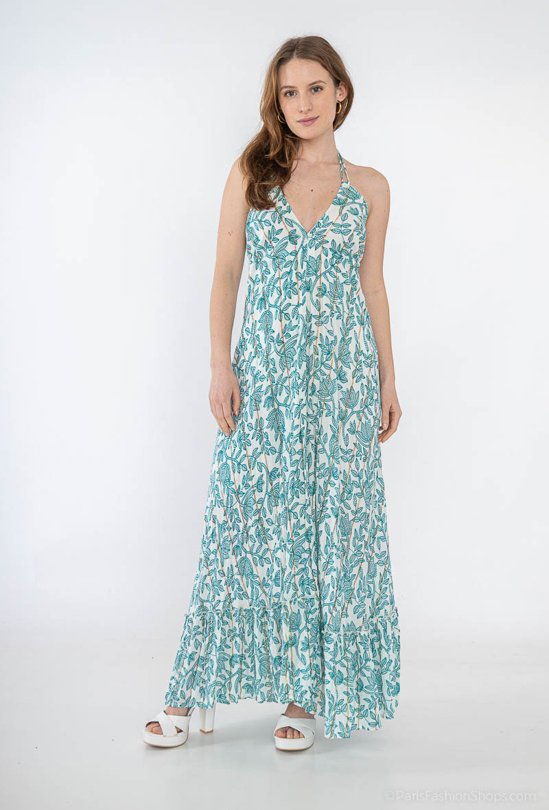 Wholesaler Yu&Me - Long sleeveless dress with plant motifs