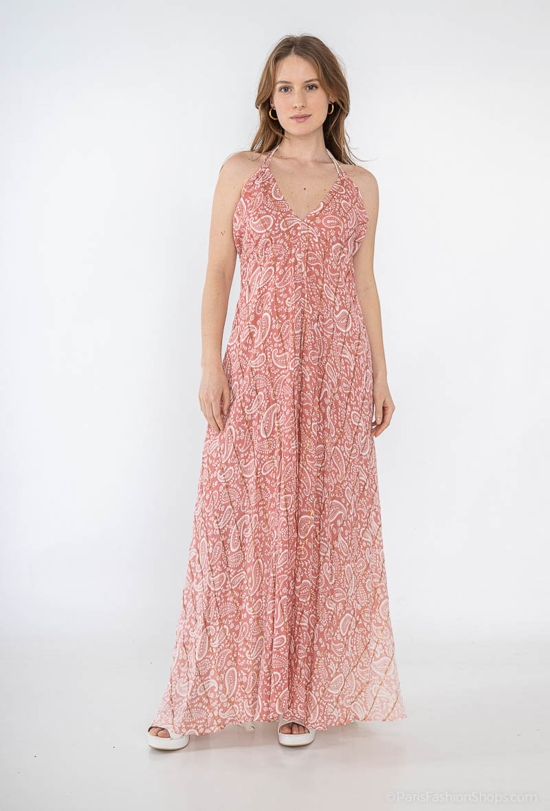Wholesaler Yu&Me - Printed backless long dress