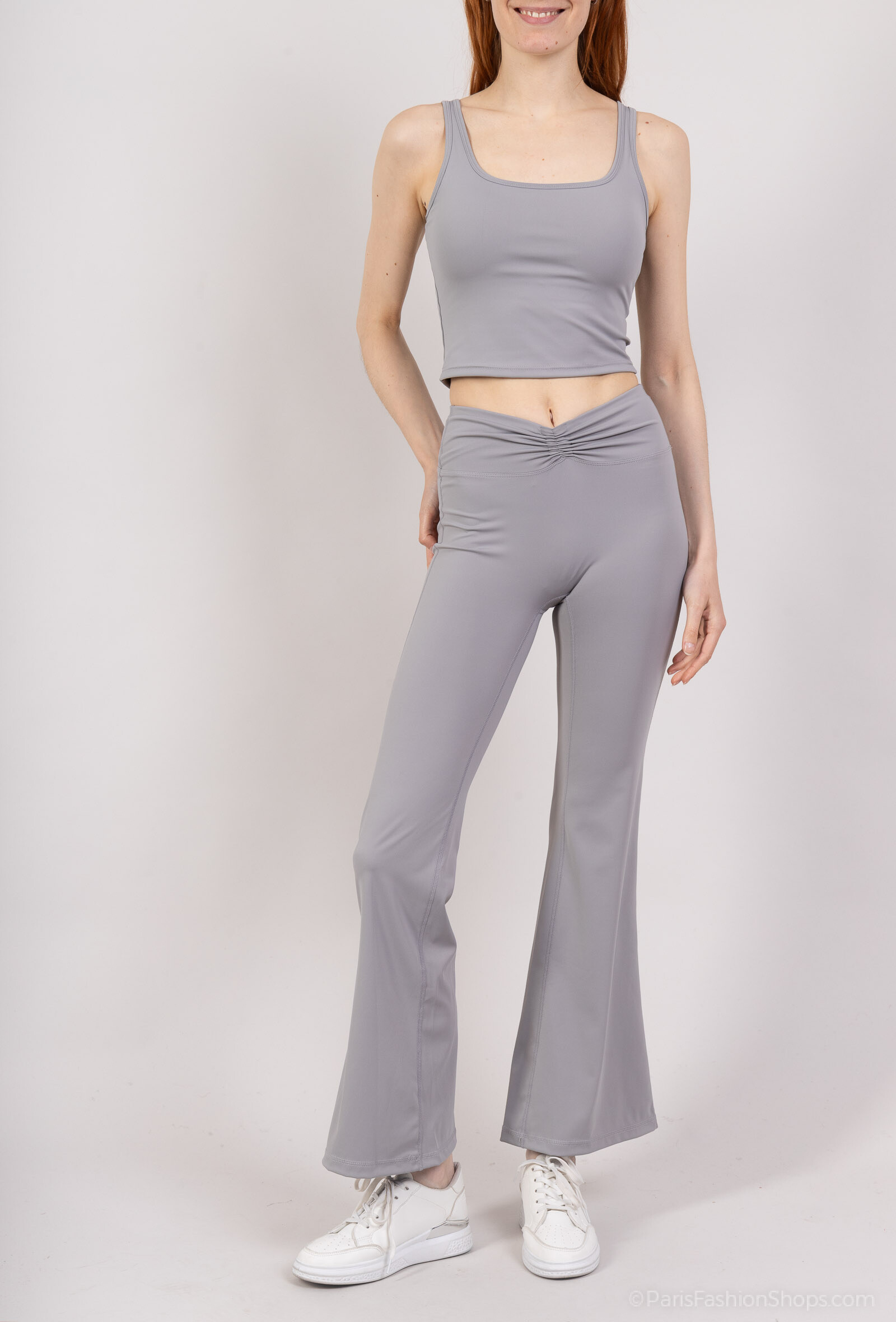 Grossiste Yu&Me - Ensemble Yoga Femme | Top à Coques & Legging Evasé