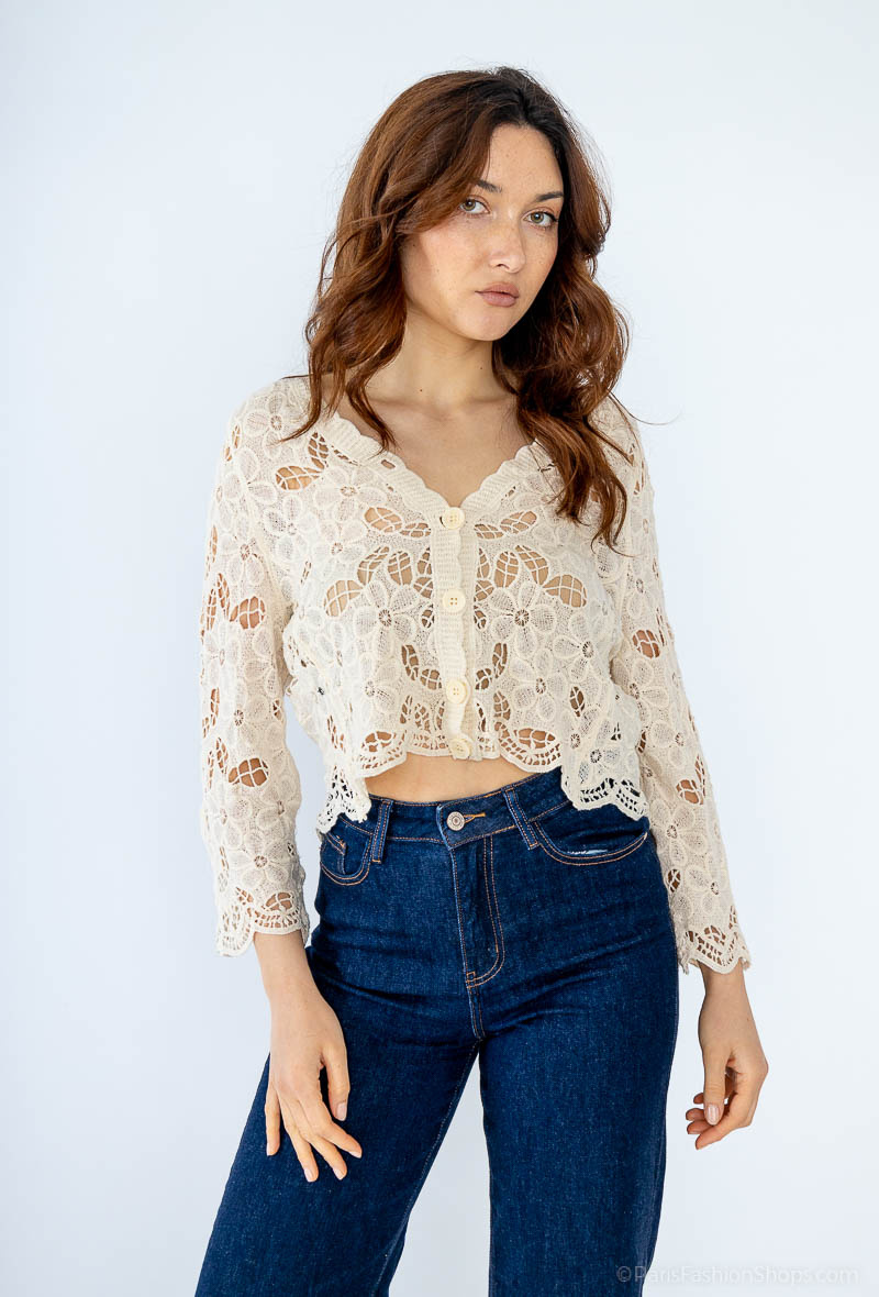 Wholesaler Yu&Me - Flower crocheted knit vest