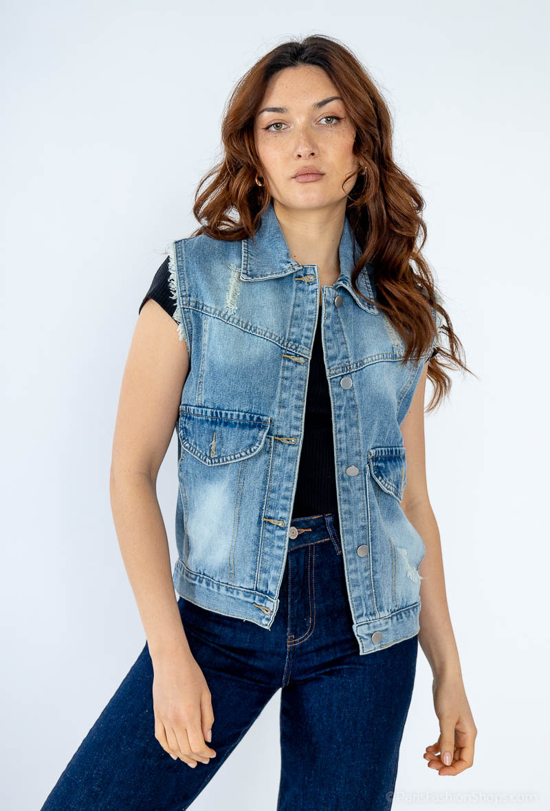Wholesaler Yu&Me - Sleeveless denim jacket