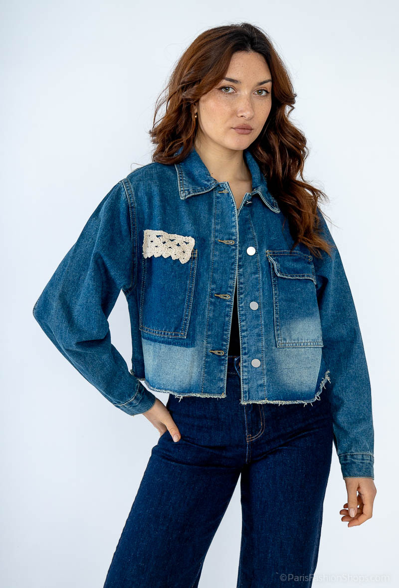 Wholesaler Yu&Me - Denim jacket with embroidery