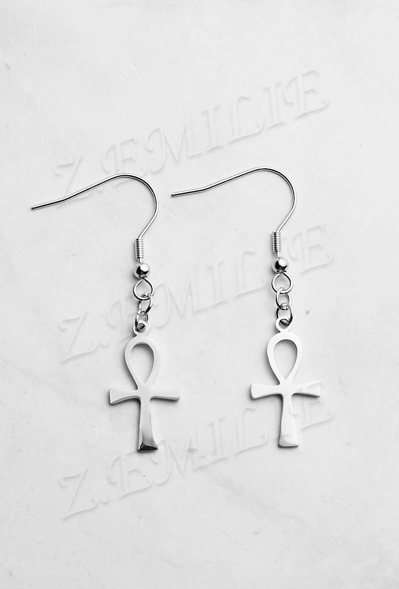 Grossiste Z. Emilie - Boucle d'oreille acier croix egypte