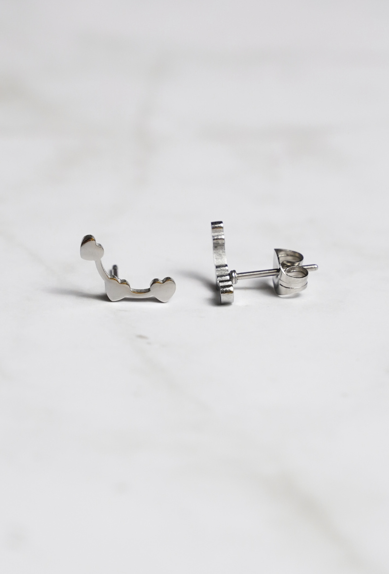 Grossiste Z. Emilie - Boucle d'oreille acier triple cœur