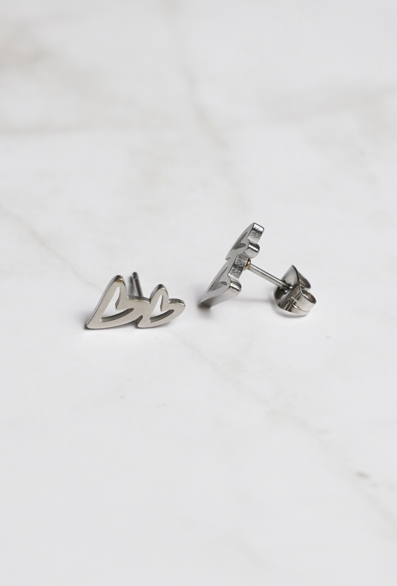 Grossiste Z. Emilie - Boucle d'oreille acier double cœur