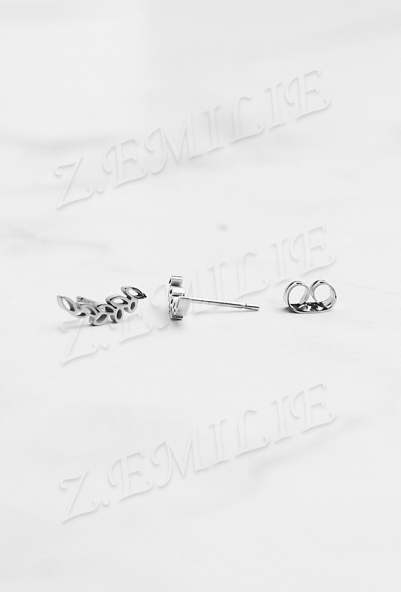 Grossiste Z. Emilie - Boucle d'oreille acier branche laurier
