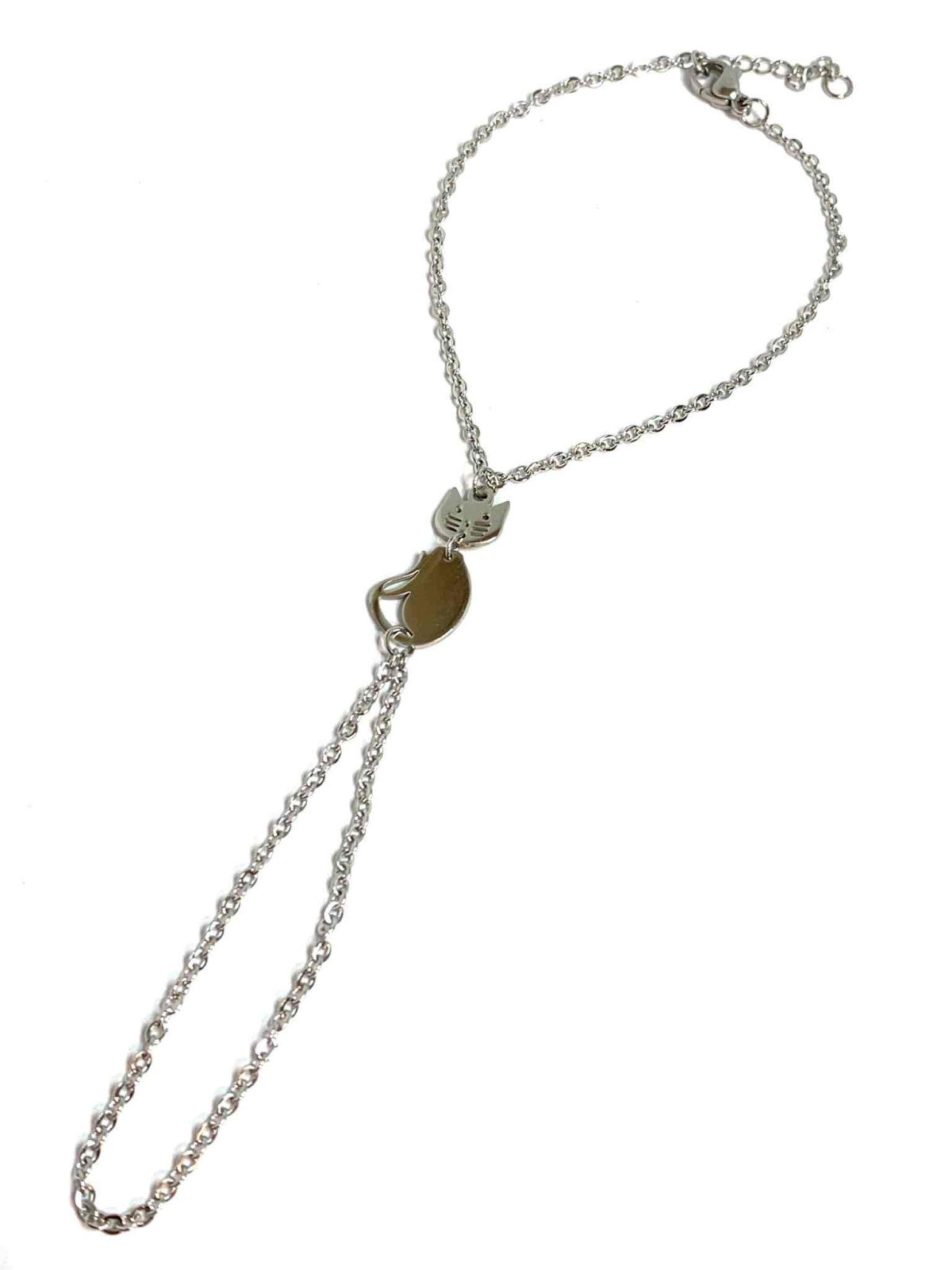Grossiste Z. Emilie - Bracelet bague acier chat