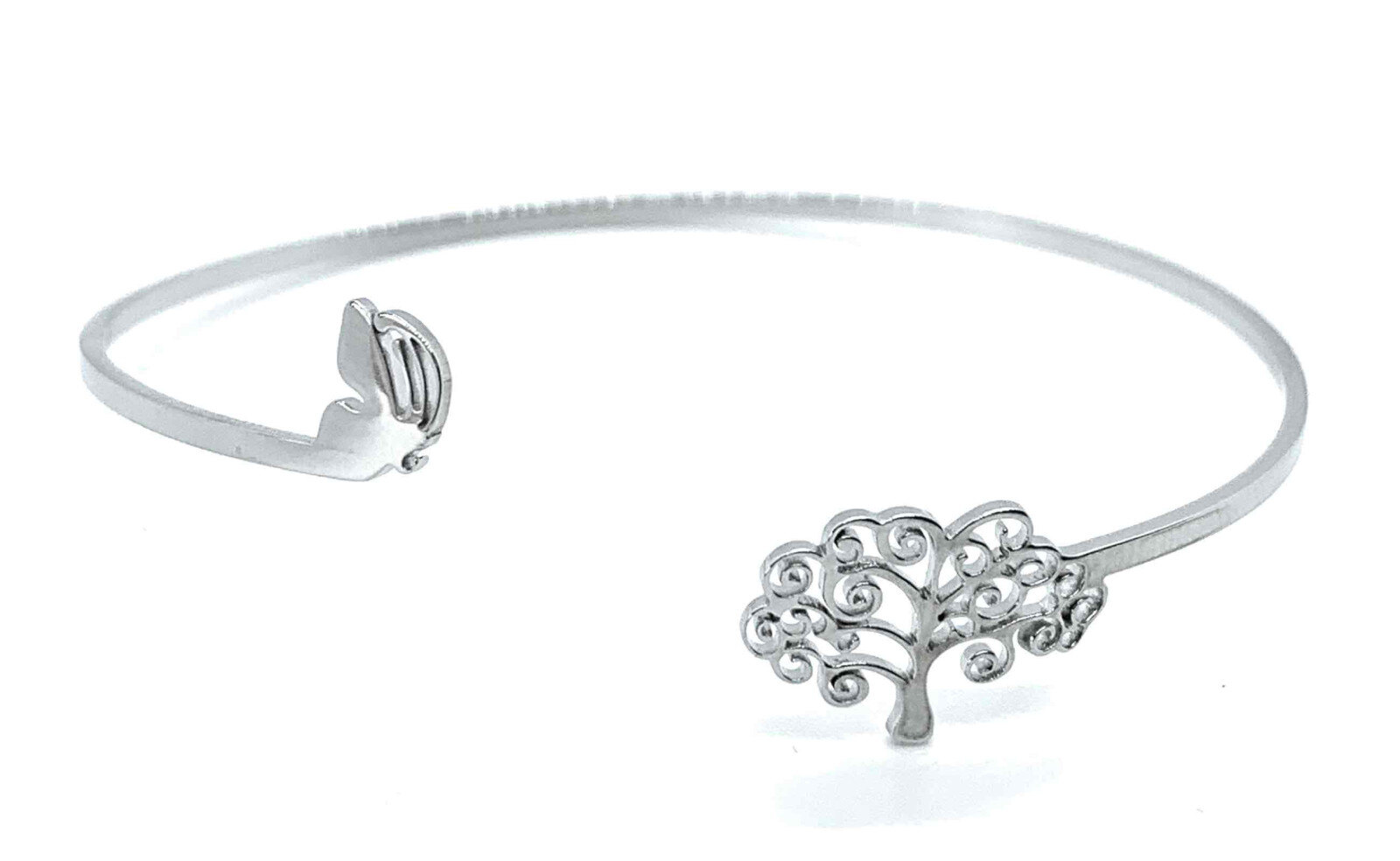 Grossiste Z. Emilie - Bracelet acier jonc arbre de vie et papillon