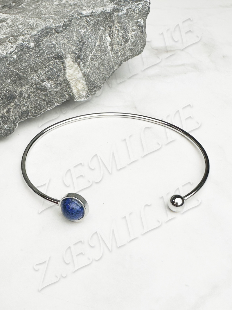Mayorista Z. Emilie - Pulsera de acero con brazalete de piedra lapislázuli