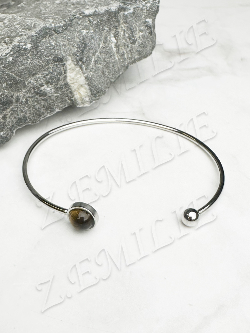 Mayorista Z. Emilie - Pulsera de acero con esclava de piedra ojo de tigre