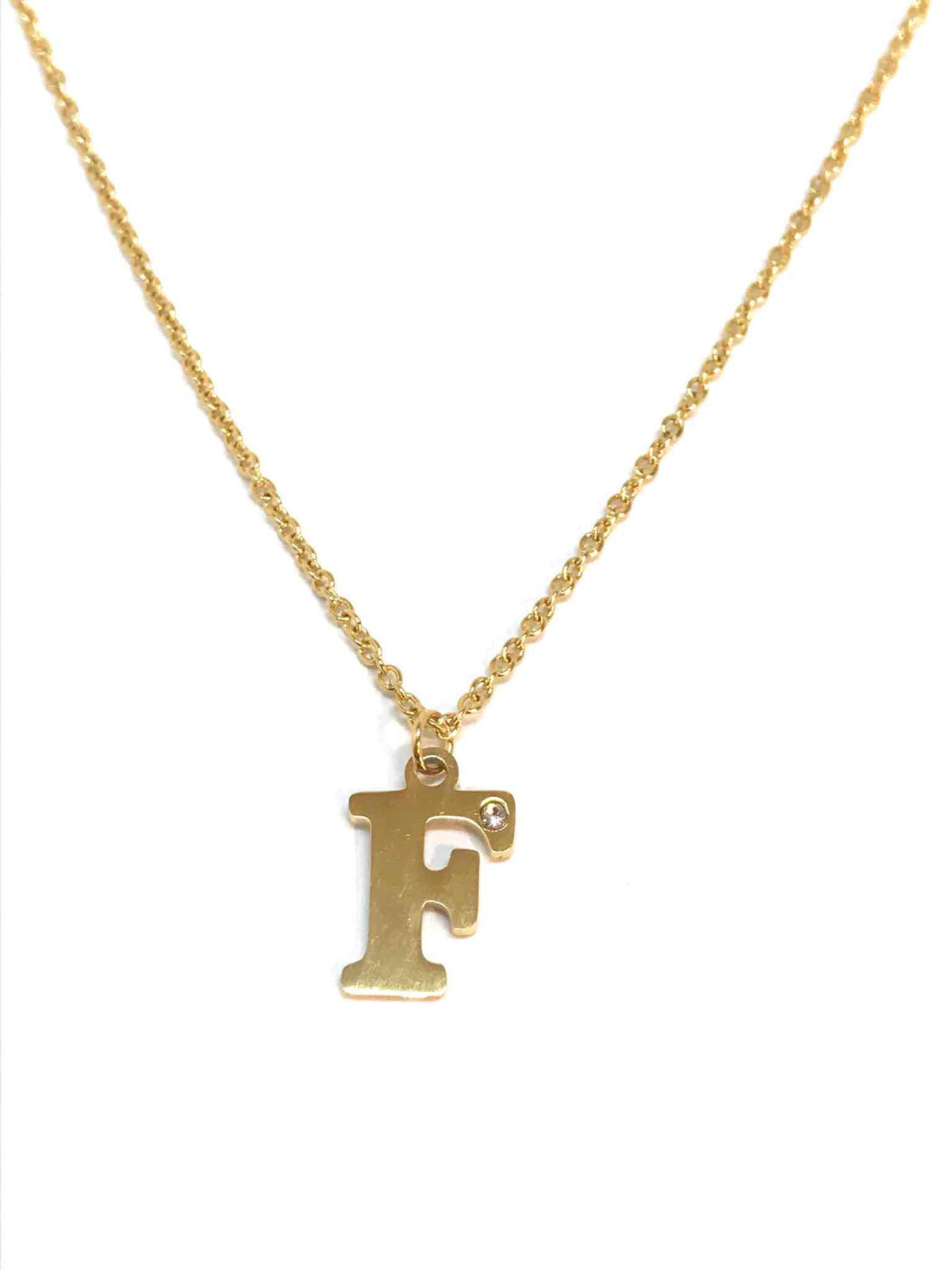 Grossiste Z. Emilie - Collier acier initiale F avec un strass