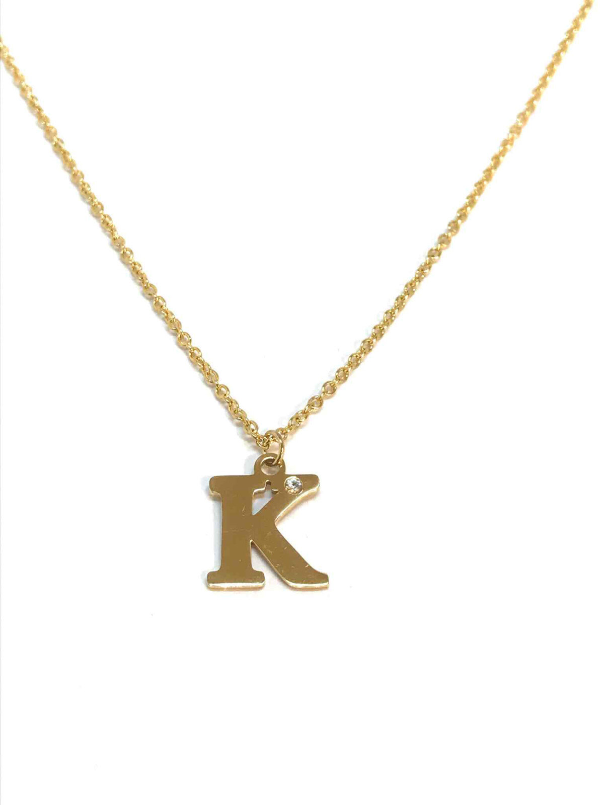 Grossiste Z. Emilie - Collier acier initiale K avec un strass