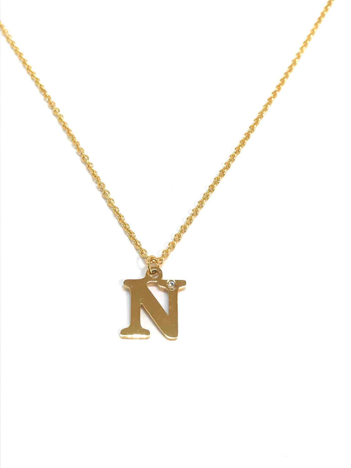 Grossiste Z. Emilie - Collier acier initiale N avec un strass