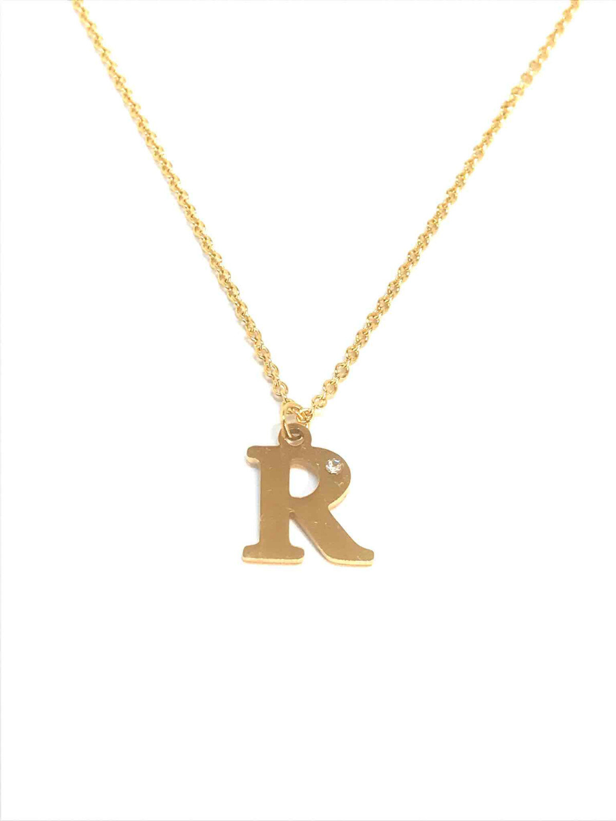 Grossiste Z. Emilie - Collier acier initiale R avec un strass