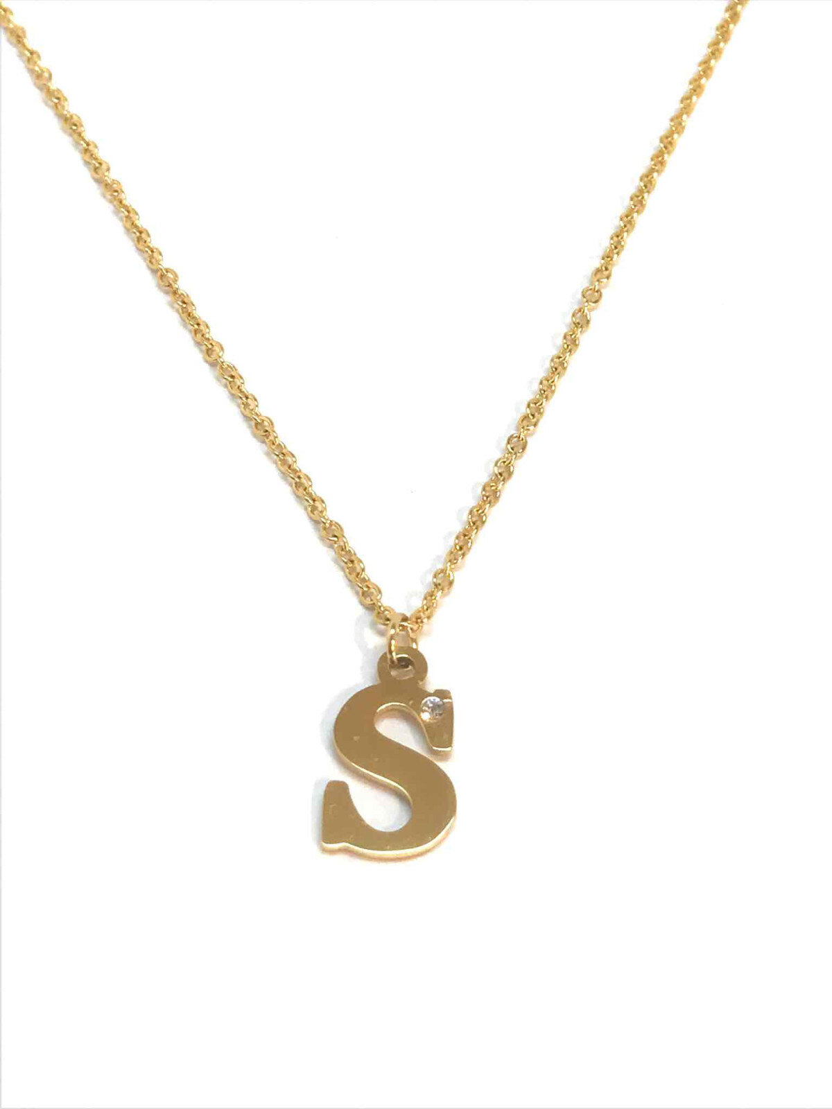 Grossiste Z. Emilie - Collier acier initiale S avec un strass