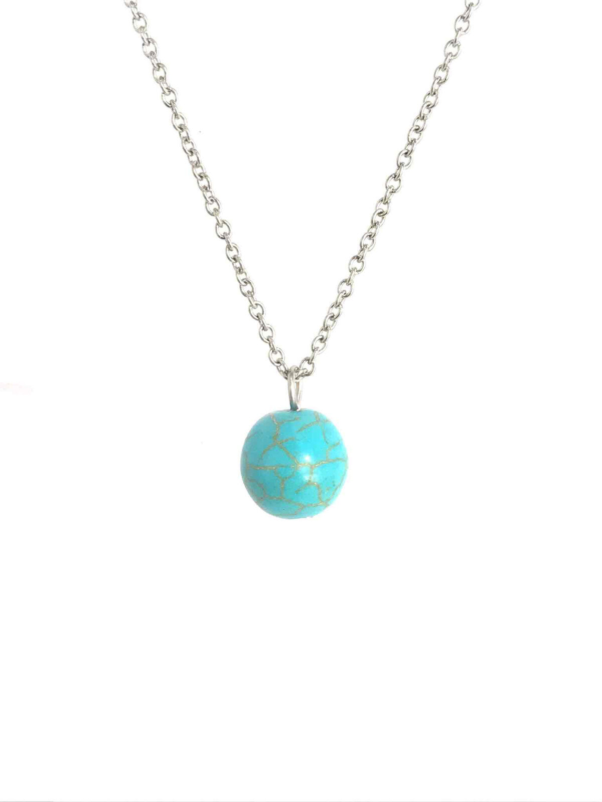 Grossiste Z. Emilie - Collier acier pierre turquoise