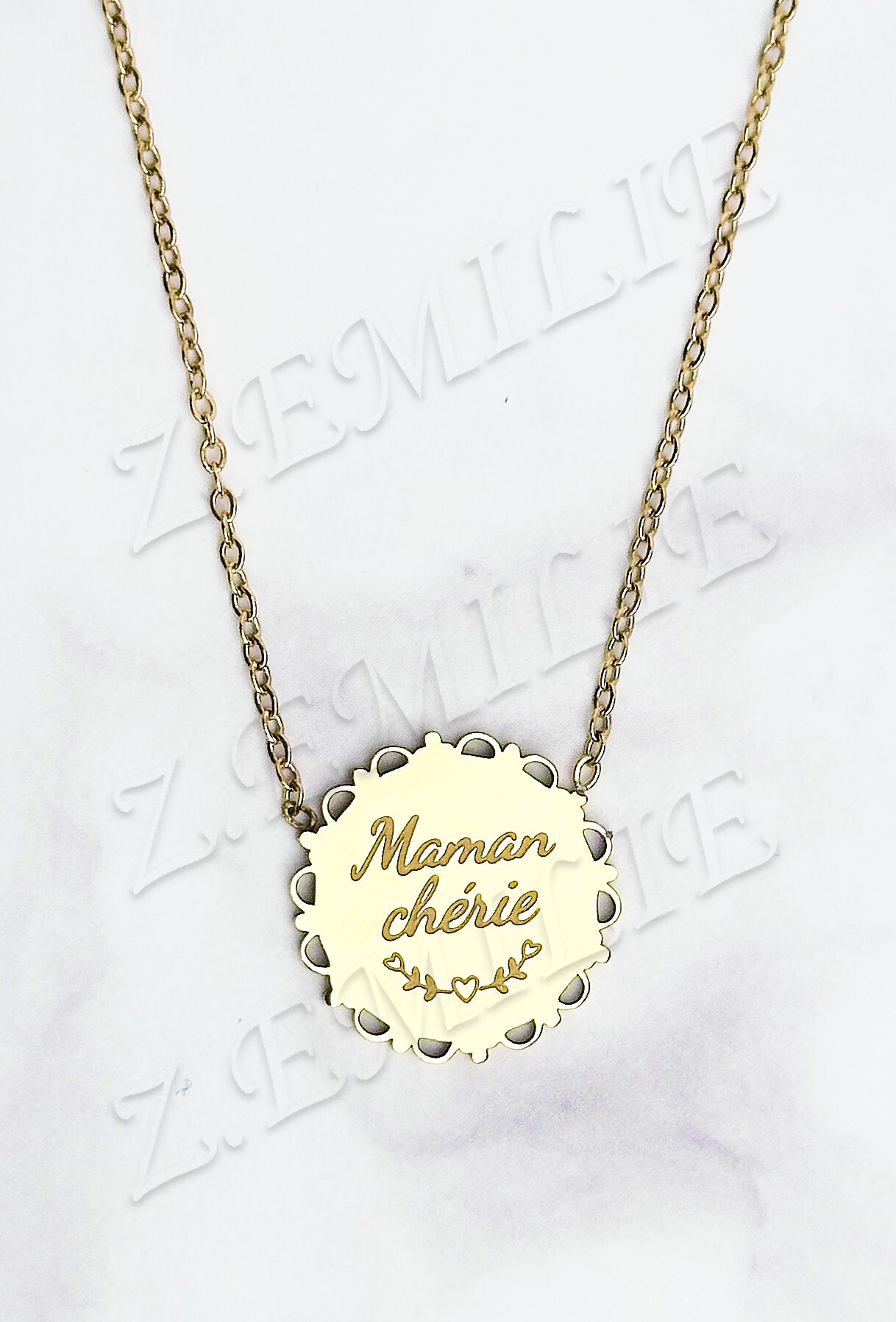 Mayorista Z. Emilie - Collar de acero con mensaje 'Mamá de amor'