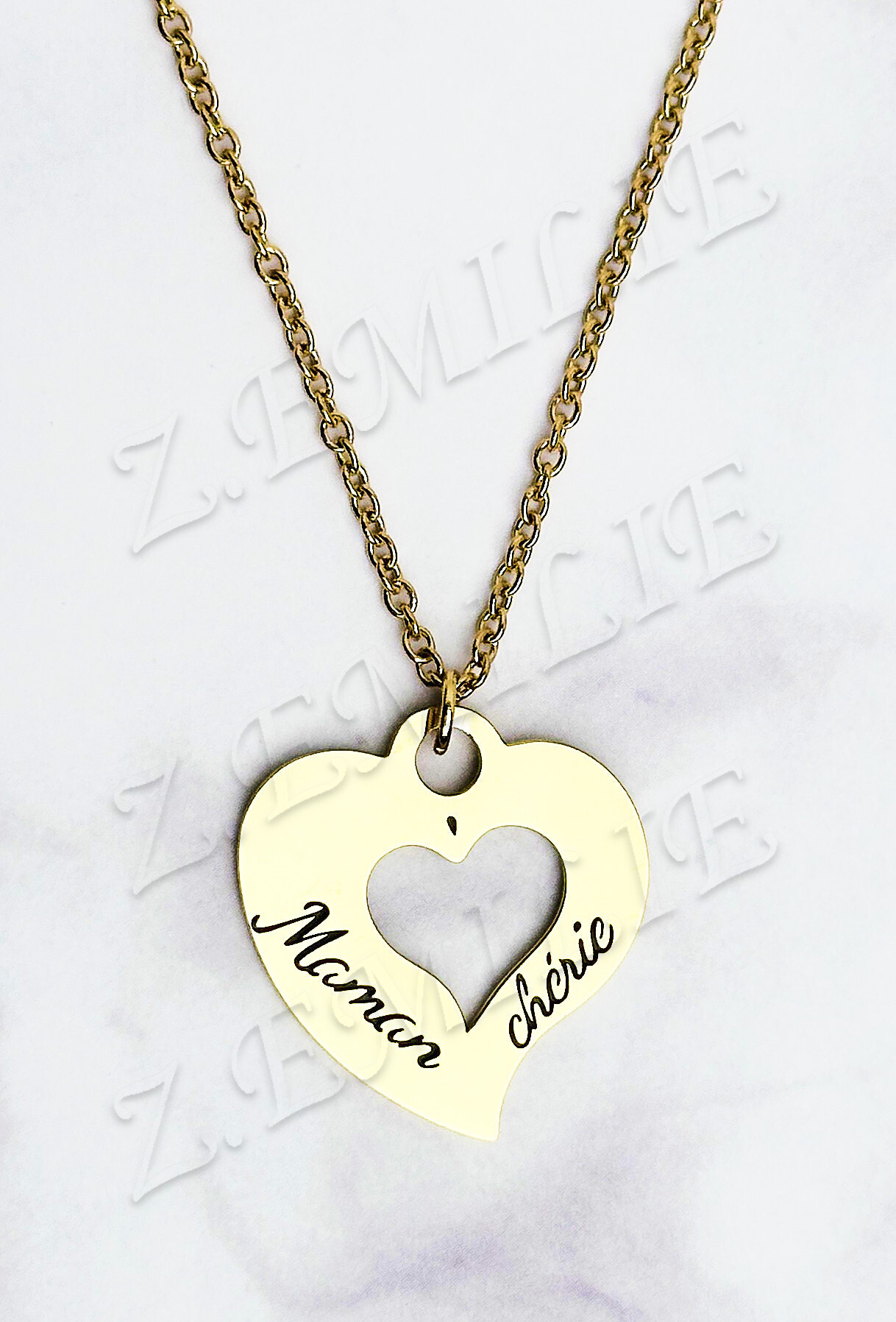 Mayorista Z. Emilie - Collar de acero con mensaje 'Mamá de amor'