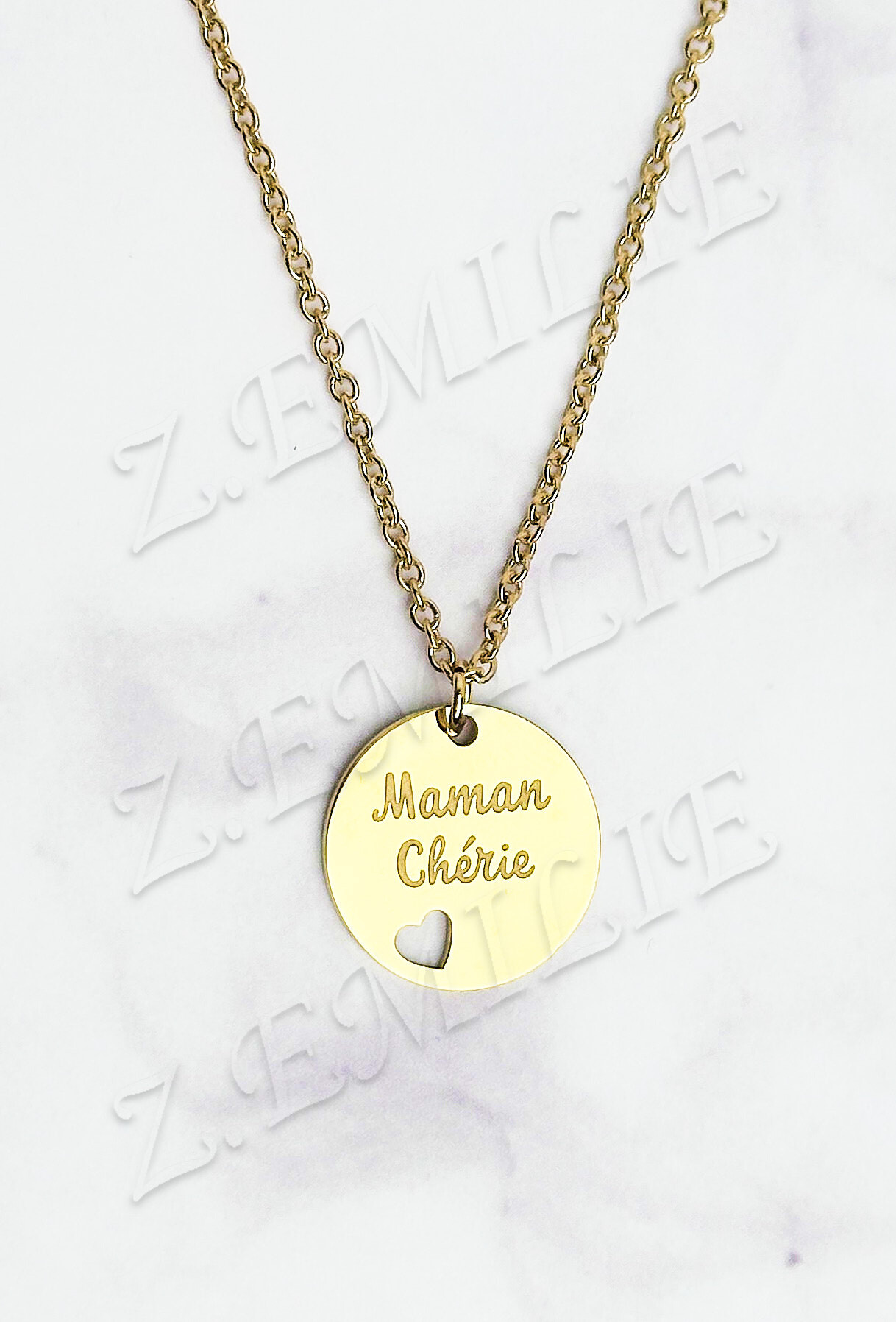 Mayorista Z. Emilie - Collar de acero con mensaje 'Mamá de amor'