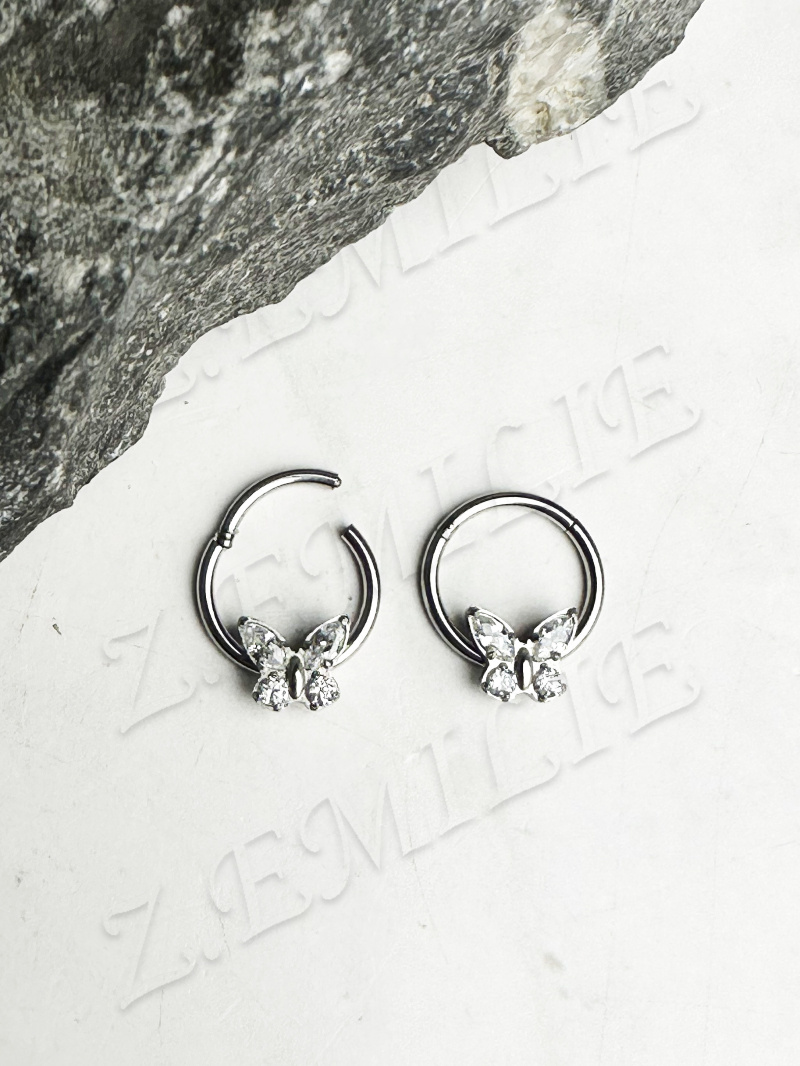 Großhändler Z. Emilie - Universelles Butterfly-Scharnierpiercing aus Zirkonium 1,2x10mm