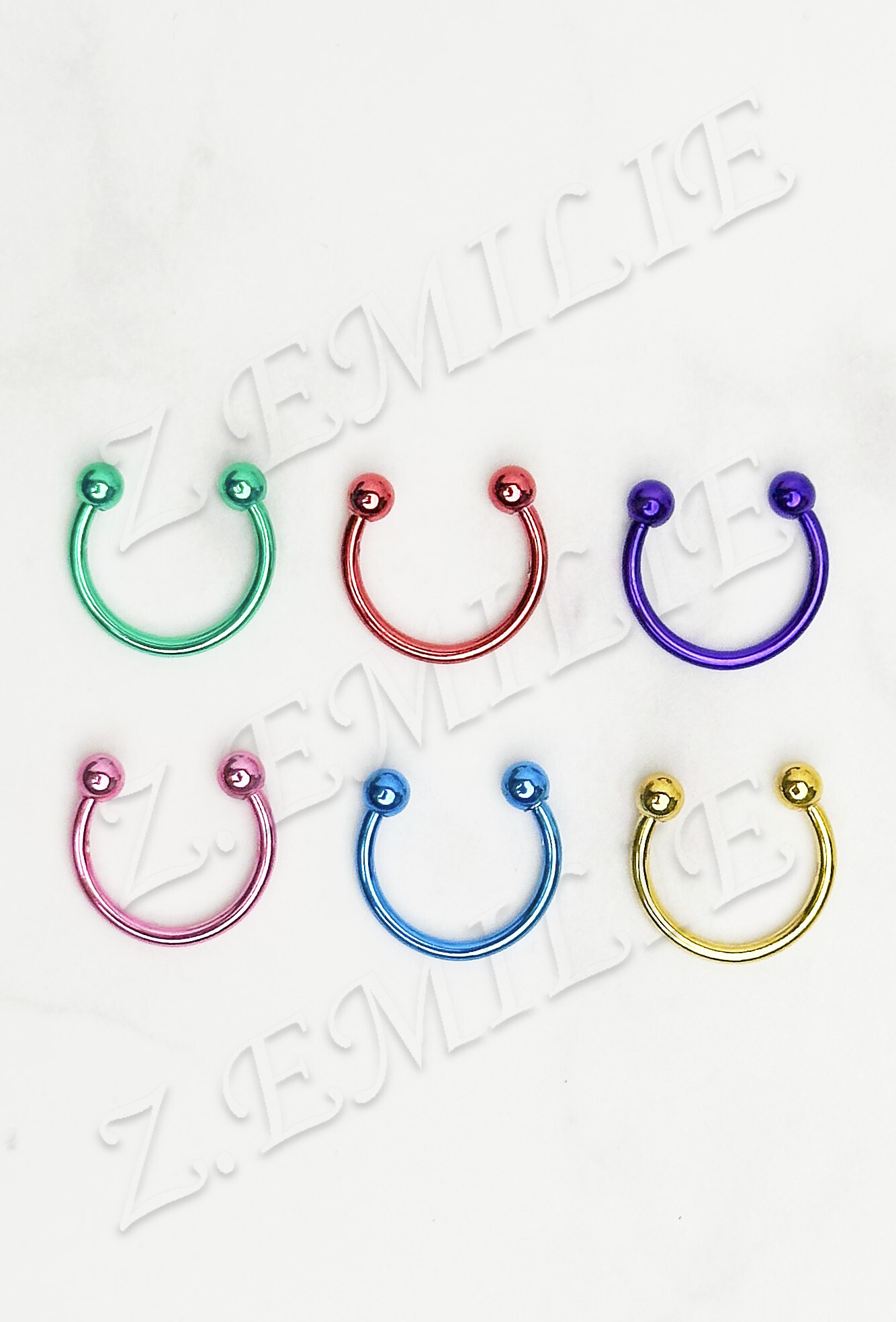 Grossiste Z. Emilie - Piercing anneau universel fer à cheval boule 1.2x10mm