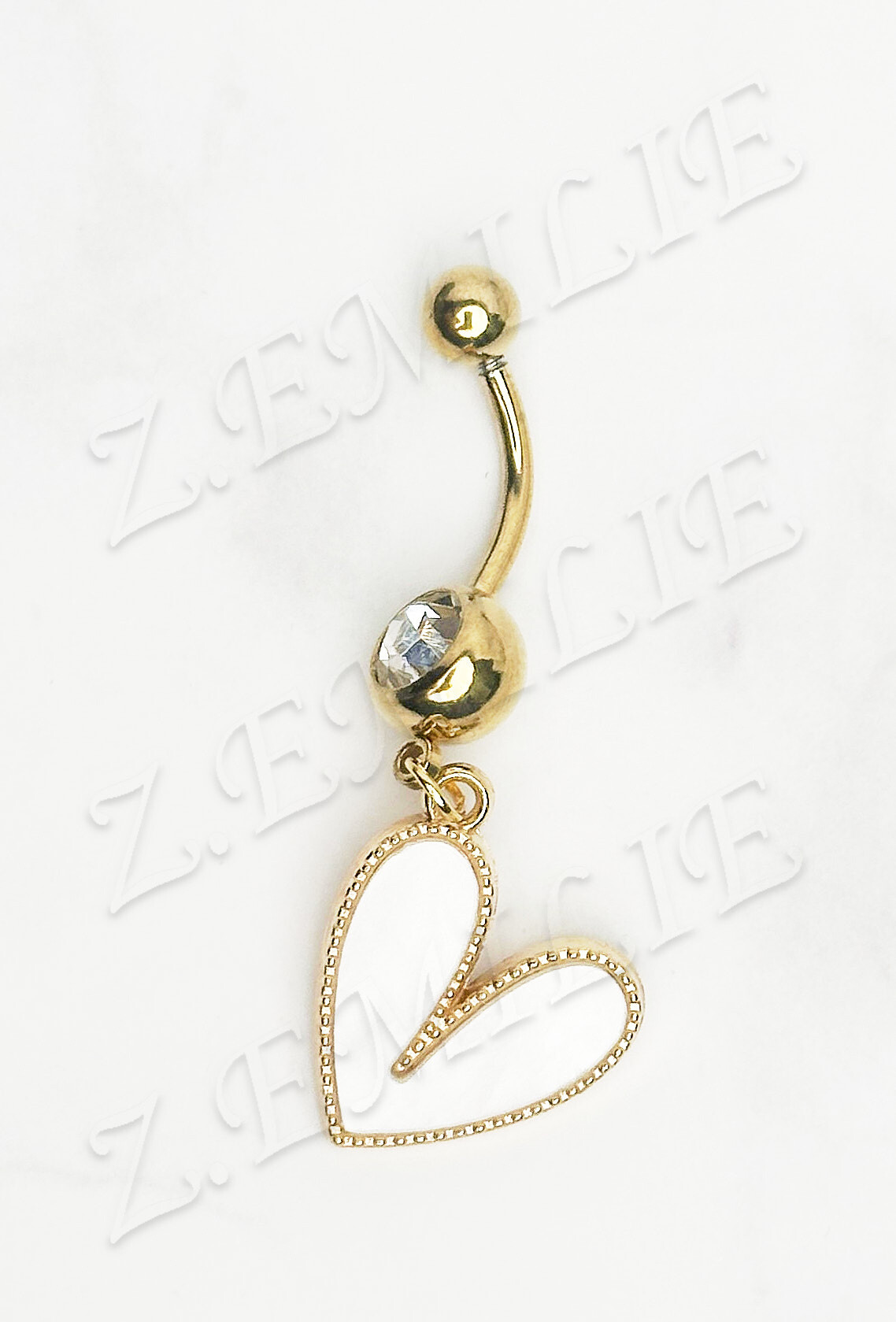 Grossiste Z. Emilie - Piercing nombril cœur nacre