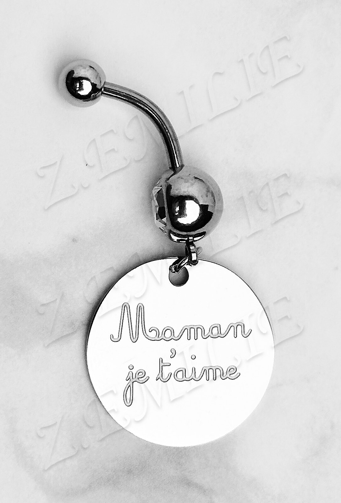 Wholesaler Z. Emilie - Navel piercing message "I love you mom"