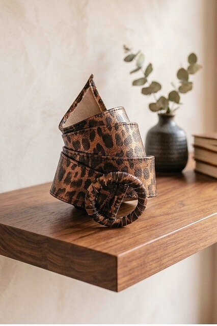 Mayorista Z & Z - Cinturón de cuero con estampado de leopardo