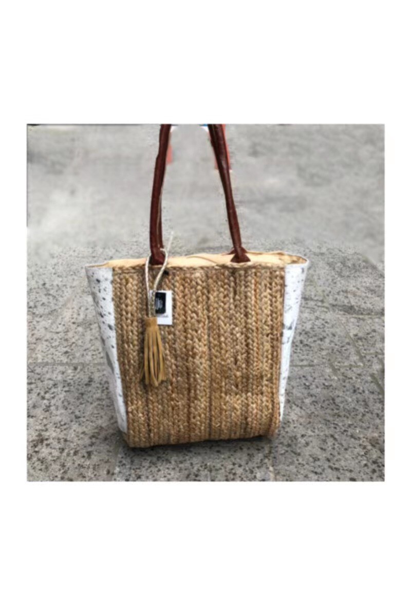 Grossiste Z & Z - Sac cabas en jute et cuir