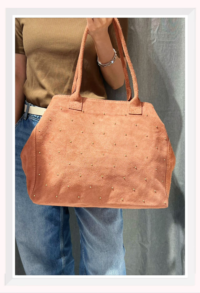 Wholesaler Z & Z - Suede tote bag with stud detail