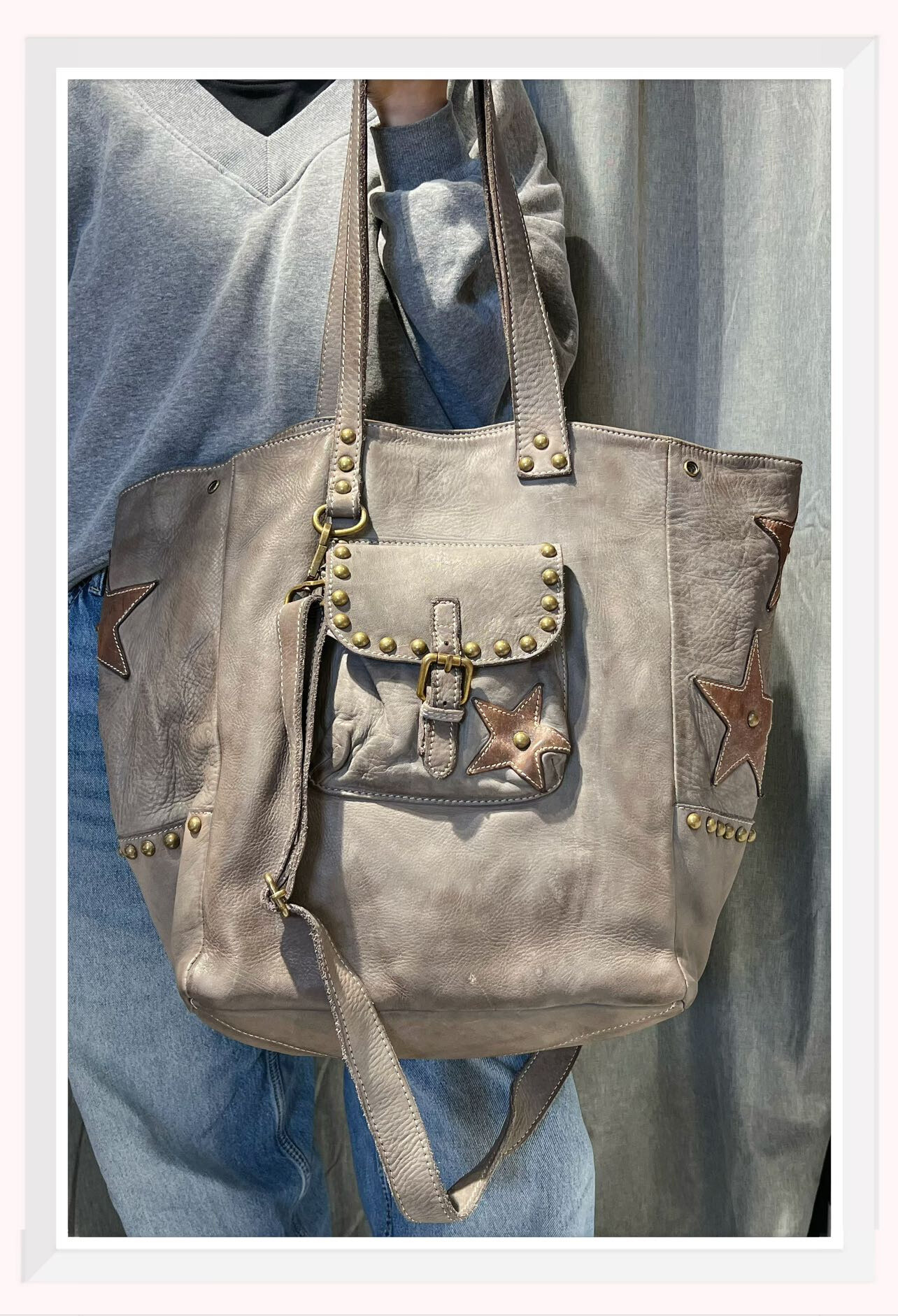 Wholesaler Z & Z - Large washed leather tote bag