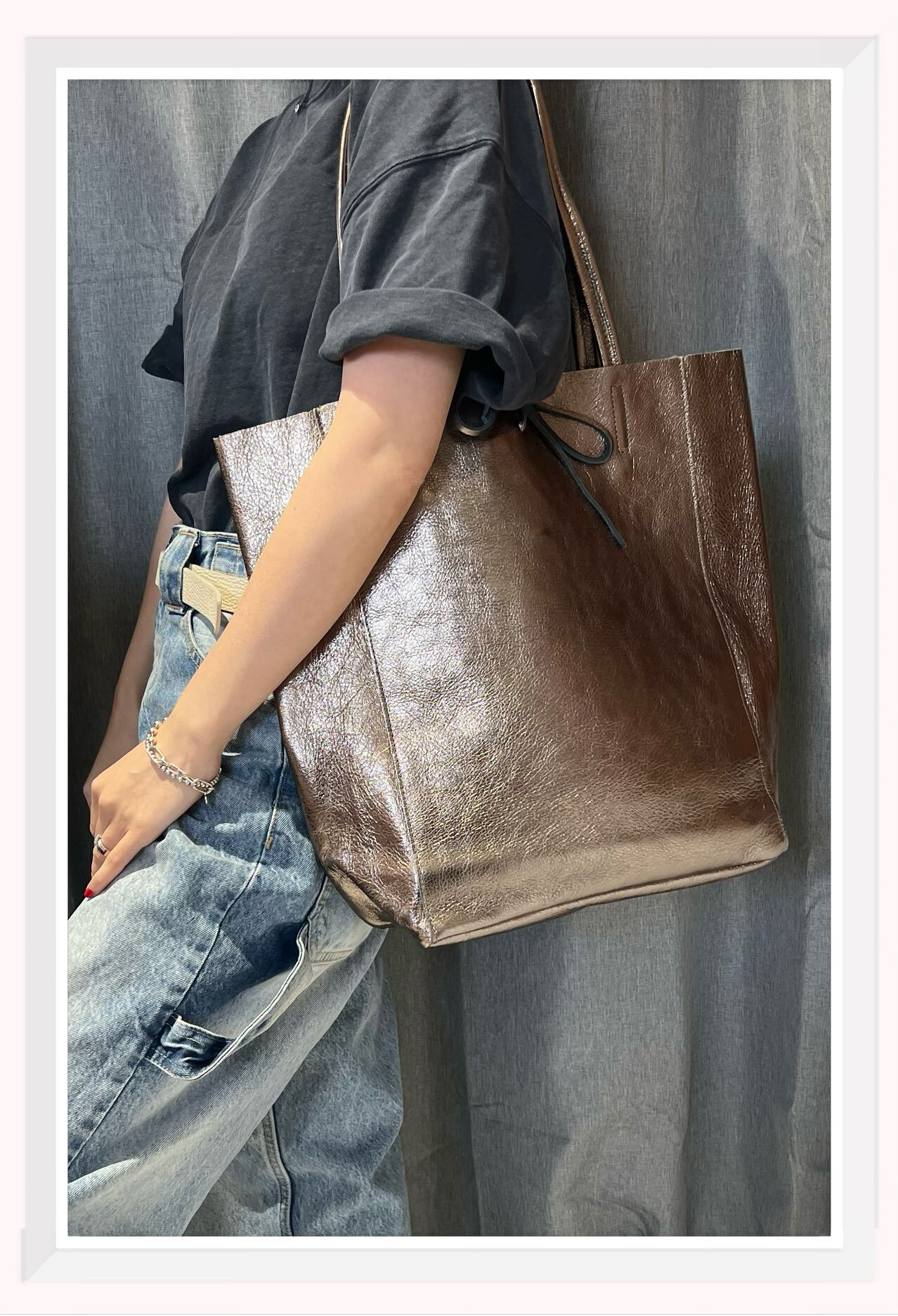 Wholesaler Z & Z - Shopper iridescent leather bag
